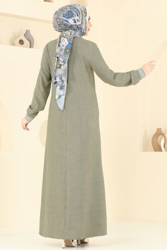 moda selvim الفستان أخضر عشبي 9021S324 - Thumbnail