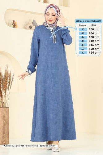 moda selvim الفستان ازرق 9021S324 - Thumbnail