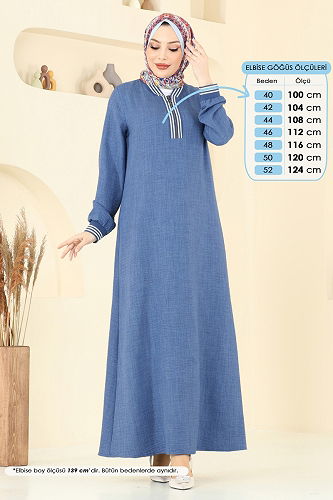 moda selvim الفستان ازرق 9021S324 - Thumbnail