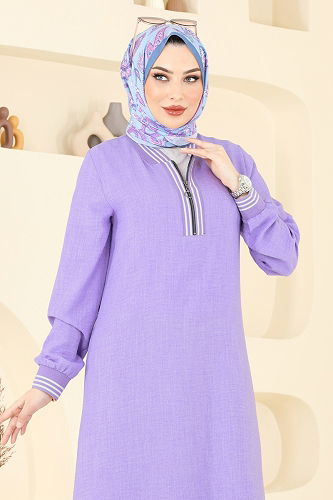 moda selvim Dress 9021S324 Lilac - Thumbnail