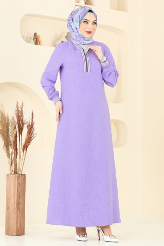 moda selvim Dress 9021S324 Lilac - Thumbnail