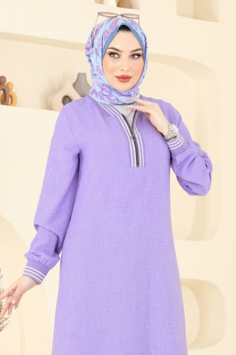moda selvim الفستان ليلكي 9021S324 - Thumbnail