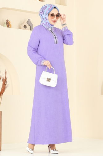 moda selvim الفستان ليلكي 9021S324 - Thumbnail