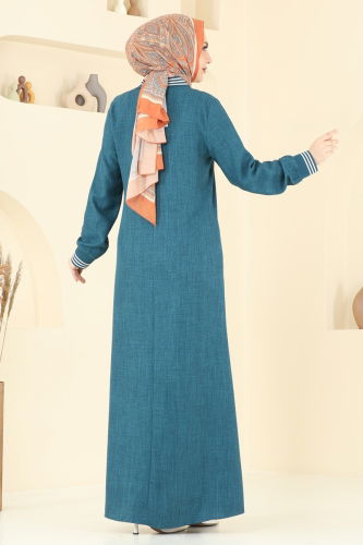 moda selvim Dress 9021S324 Petroleum - Thumbnail