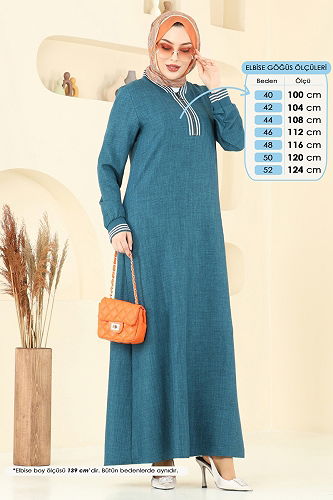 moda selvim Dress 9021S324 Petroleum - Thumbnail