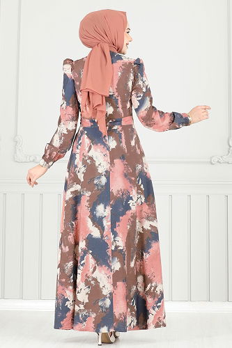 moda selvim Dress 9034S324 Powder - Thumbnail