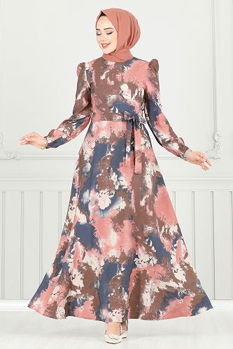 moda selvim Dress 9034S324 Powder - Thumbnail