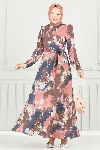 moda selvim Dress 9034S324 Powder - Thumbnail