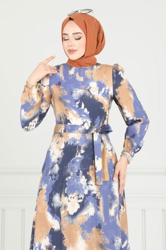 moda selvim الفستان بيج 9034S324 - Thumbnail