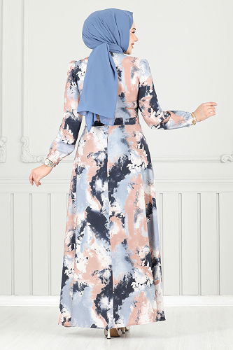 moda selvim Dress 9035SVL982-M Navy Blue - Thumbnail