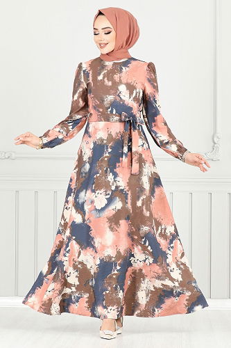 moda selvim Dress 9035SVL982-M Powder - Thumbnail