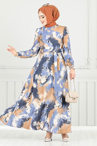 moda selvim الفستان بيج 9035SVL982-M - Thumbnail