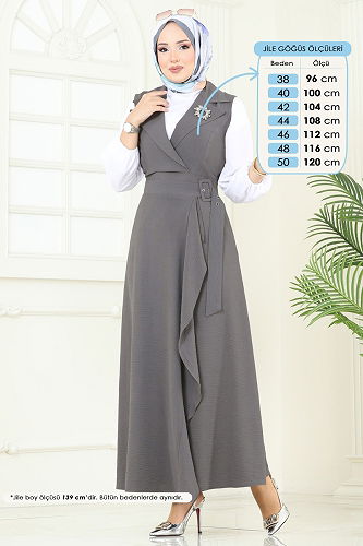 moda selvim DRESS 9036S324 Anthracite - Thumbnail