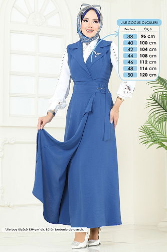 moda selvim DRESS 9036S324 Indigo - Thumbnail