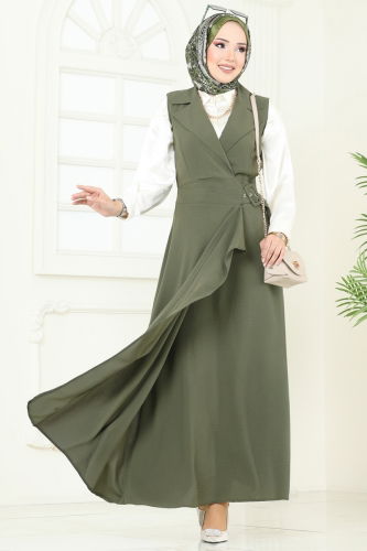 S.V.L. - DRESS 9036S324 Khaki