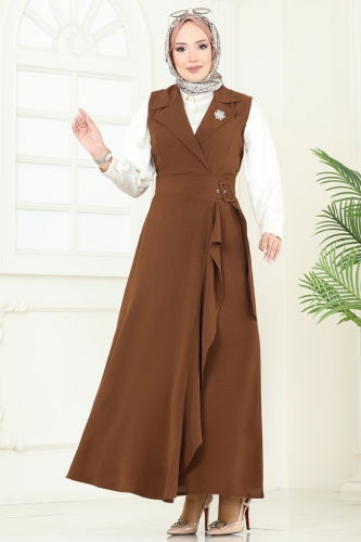 moda selvim DRESS 9036S324 Light Brown - Thumbnail