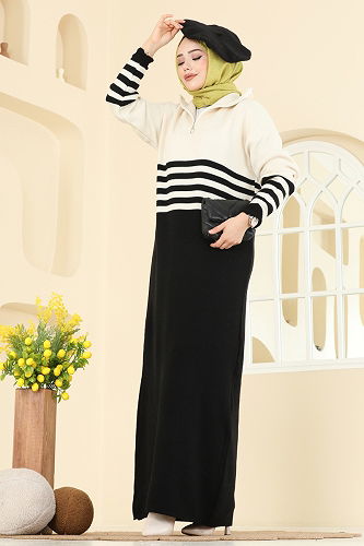 moda selvim Dress 9051OZN1046 Black - Thumbnail