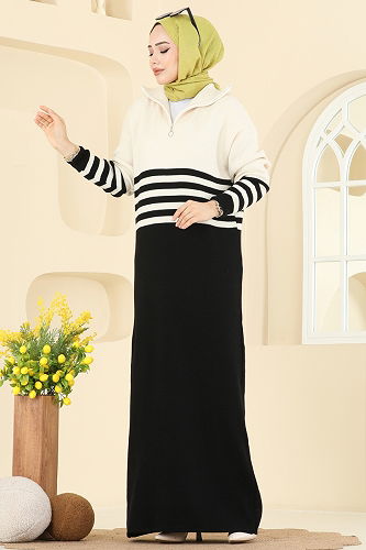 moda selvim الفستان أسود 9051OZN1046 - Thumbnail