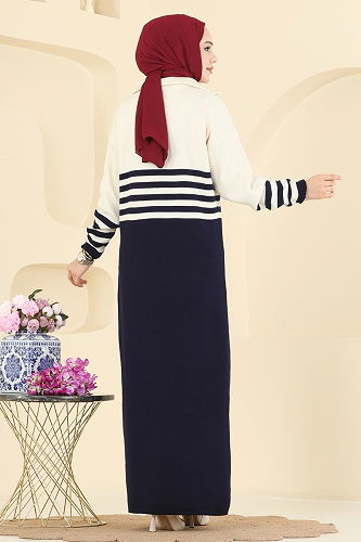 moda selvim الفستان كحلي 9051OZN1046 - Thumbnail