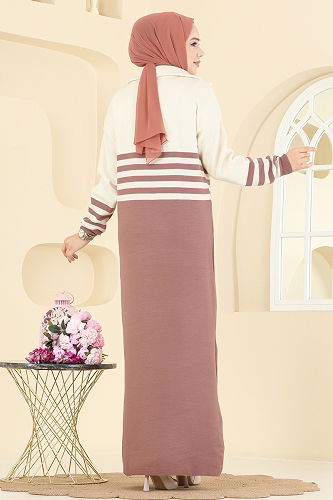 moda selvim الفستان وردي 9051OZN1046 - Thumbnail