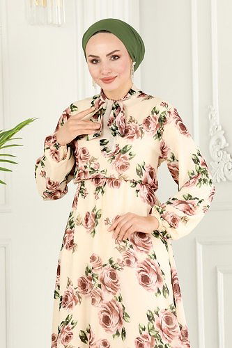 moda selvim Dress 9134HBS856 Rose Dried - Thumbnail