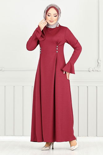 moda selvim الفستان احمر 9141PL940-M - Thumbnail