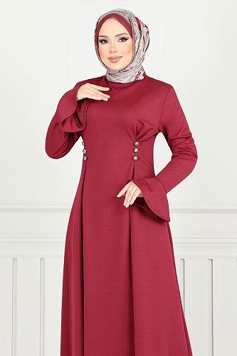 moda selvim الفستان احمر 9141PL940-M - Thumbnail