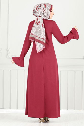 moda selvim الفستان احمر 9141PL940-M - Thumbnail