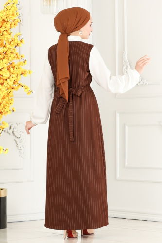 moda selvim Dress 915TMR472 Brown - Thumbnail