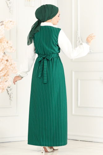 moda selvim Dress 915TMR472 Emerald - Thumbnail