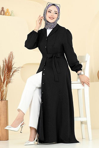 moda selvim Dress 9162PLK541 Black - Thumbnail