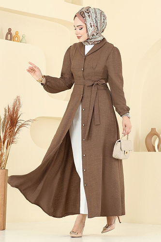 moda selvim Dress 9162PLK541 Brown - Thumbnail