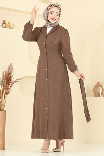 moda selvim Dress 9162PLK541 Brown - Thumbnail