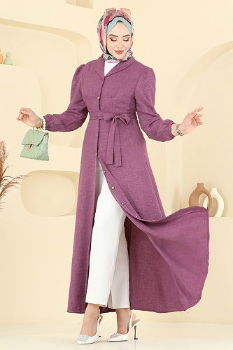 moda selvim Dress 9162PLK541 Dark Rose Dusky - Thumbnail