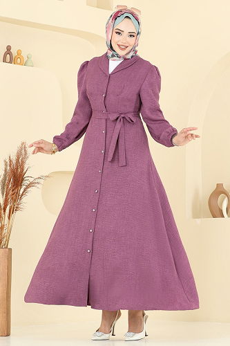 moda selvim Dress 9162PLK541 Dark Rose Dusky - Thumbnail