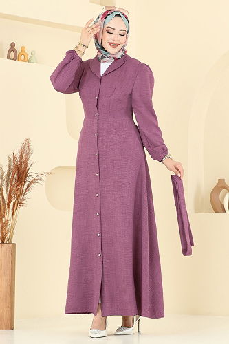 moda selvim Dress 9162PLK541 Dark Rose Dusky - Thumbnail