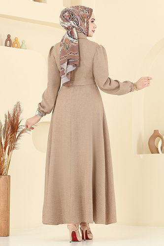 moda selvim الفستان بيج 9162PLK541 - Thumbnail