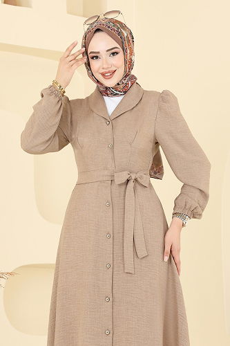 moda selvim الفستان بيج 9162PLK541 - Thumbnail