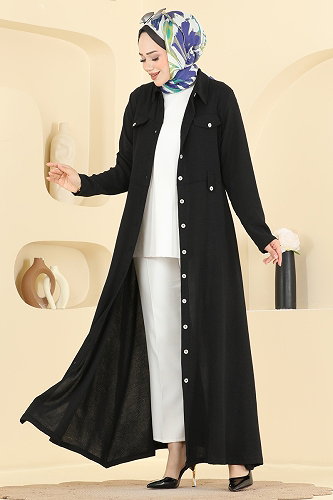 moda selvim Dress 9236PLK541 Black - Thumbnail
