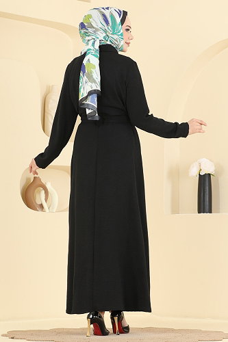 moda selvim الفستان أسود 9236PLK541 - Thumbnail