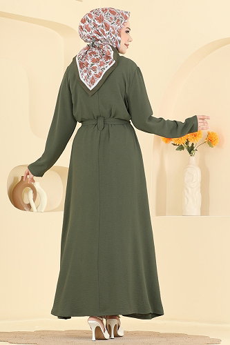 moda selvim Dress 9236PLK541 Khaki - Thumbnail