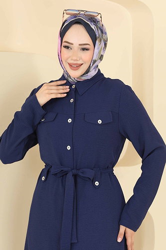 moda selvim الفستان كحلي 9236PLK541 - Thumbnail