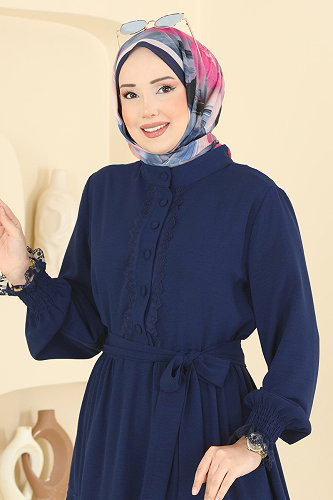 moda selvim الفستان كحلي 9242PLK541 - Thumbnail