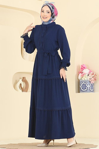 moda selvim الفستان كحلي 9242PLK541 - Thumbnail