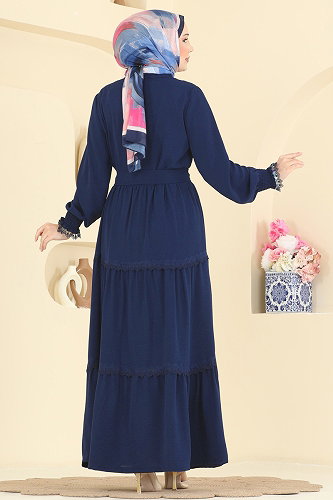 moda selvim الفستان كحلي 9242PLK541 - Thumbnail