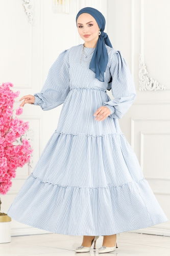 moda selvim Dress 9898HBS856 Baby Blue - Thumbnail