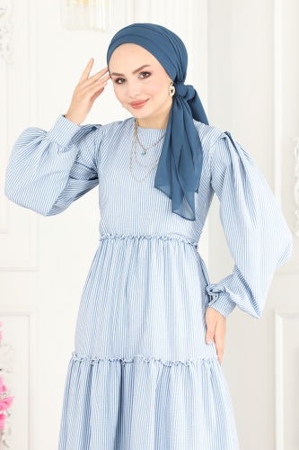 moda selvim Dress 9898HBS856 Baby Blue - Thumbnail