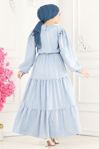 moda selvim Dress 9898HBS856 Baby Blue - Thumbnail