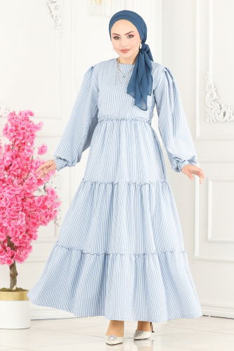 moda selvim Dress 9898HBS856 Baby Blue - Thumbnail