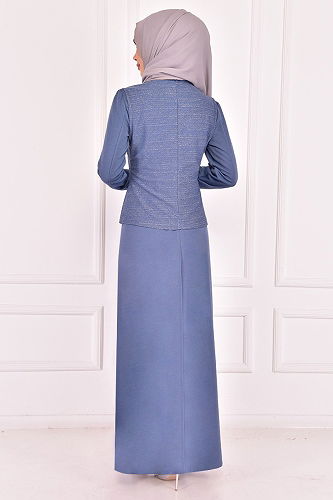 moda selvim الفستان أزرق ASM2441-M - Thumbnail